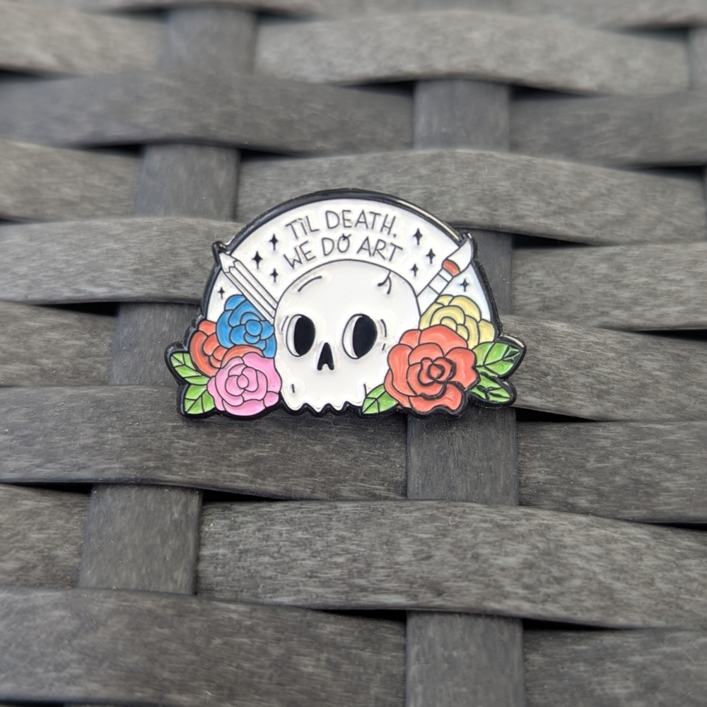 Til Death We Do Art Skull Enamel Pin